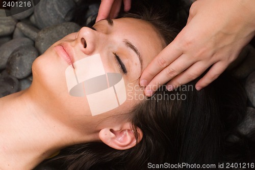 Image of Young woman in japanese spa