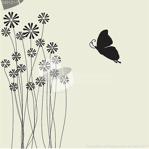 Image of Floral card with butterflies