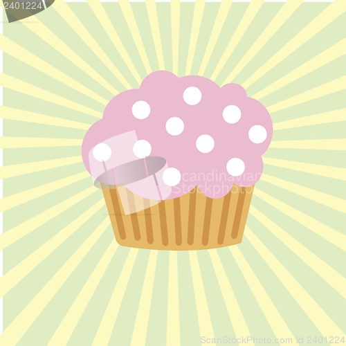 Image of Cute vector background with small cupcake