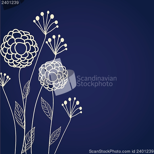 Image of Vintage card with hand drawn flowers