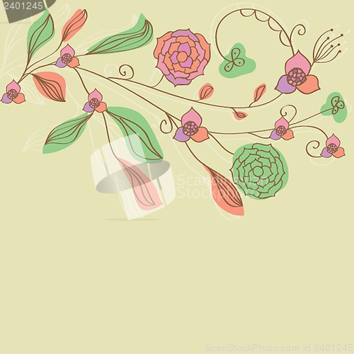 Image of Vintage card with hand drawn flowers