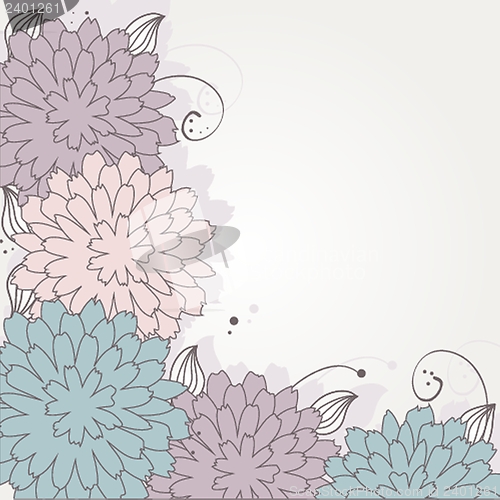 Image of Vintage card with hand drawn flowers