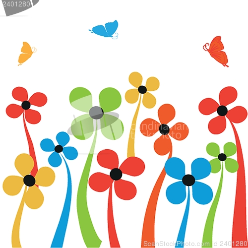 Image of Floral card with butterflies