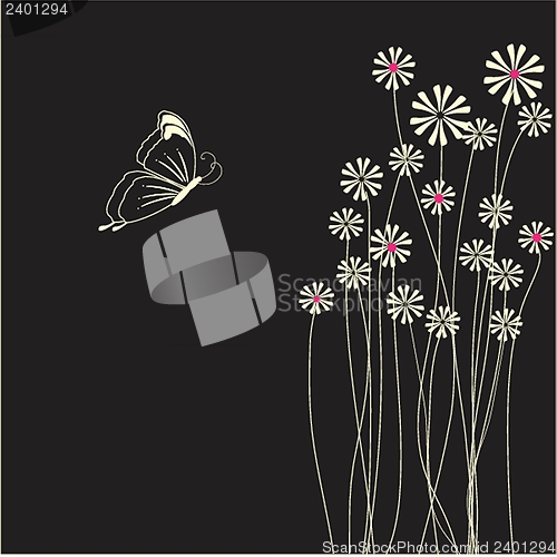 Image of Floral card with butterflies