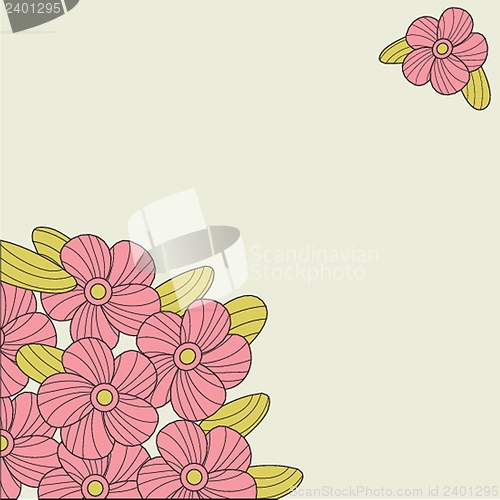 Image of Vintage card with hand drawn flowers