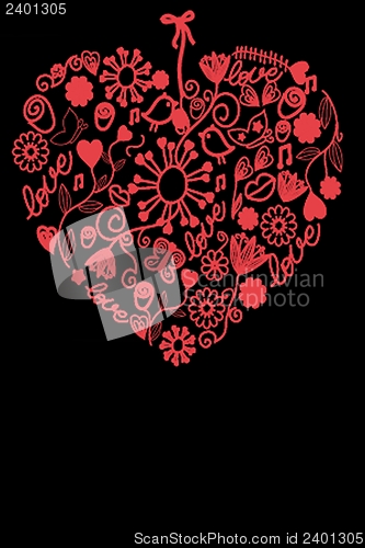 Image of Cute vector background with vintage hearts