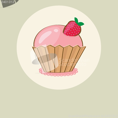 Image of Cute vector background with small cupcake