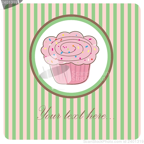 Image of Cute vector background with small cupcake