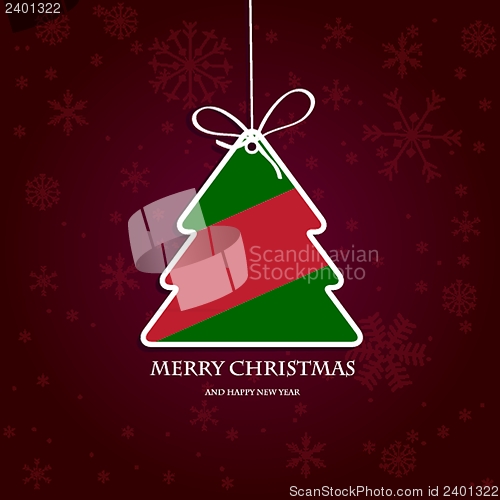 Image of Christmas background with Christmas tree, vector illustration.