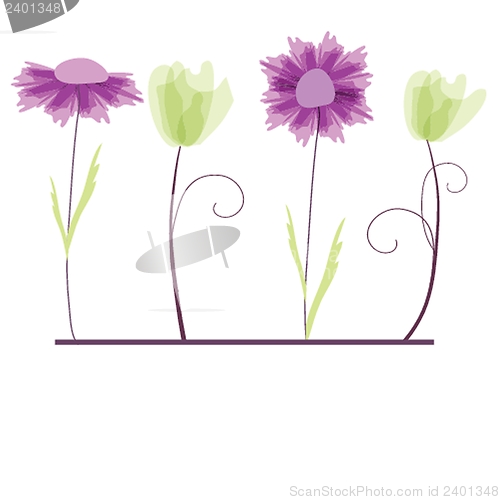 Image of Vintage card with hand drawn flowers
