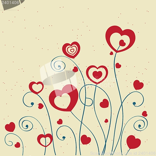 Image of Greetings card with floral hearts