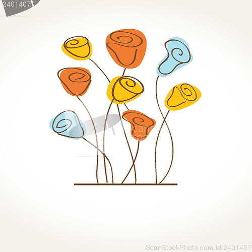 Image of Vintage card with hand drawn flowers