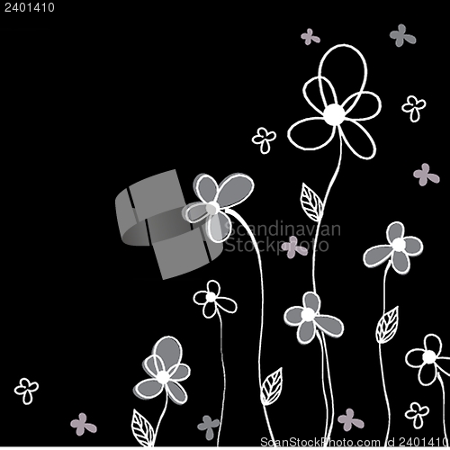 Image of Vintage card with hand drawn flowers