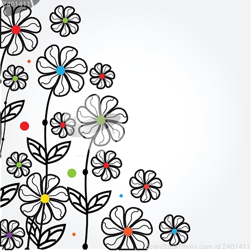 Image of Vintage card with hand drawn flowers