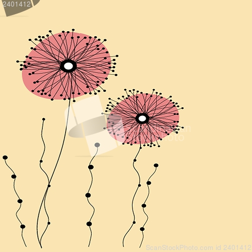 Image of Vintage card with hand drawn flowers