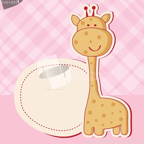 Image of Baby girl shower card with cute giraffe