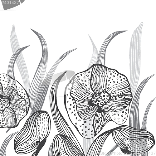 Image of Vintage card with hand drawn flowers