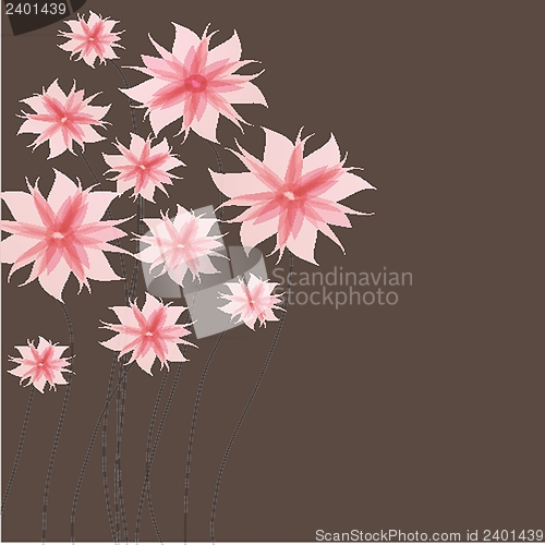 Image of Vintage card with hand drawn flowers