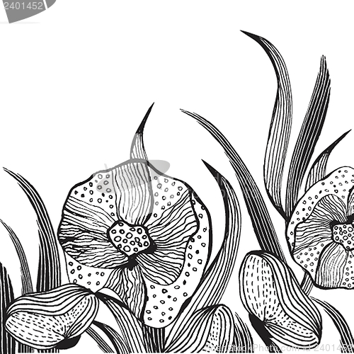 Image of Vintage card with hand drawn flowers