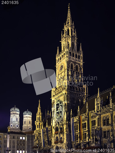 Image of Night scene Munich Town Hall