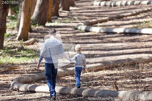 Image of family of two hiking