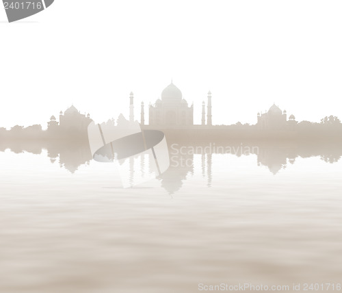 Image of Panoramic view of the Taj Mahal. India