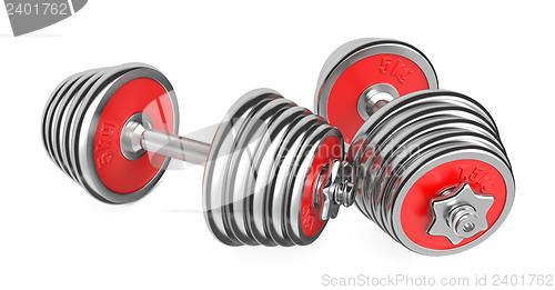 Image of Iron Dumbbells Weight on White Background. 3d