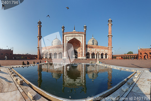 Image of Indian landmark - Jama Masjid mosque in Delhi. Panorama