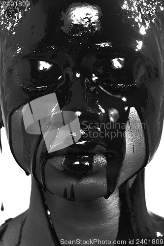 Image of Beauty Concept of African Amercian Woman With Paint Dripping 