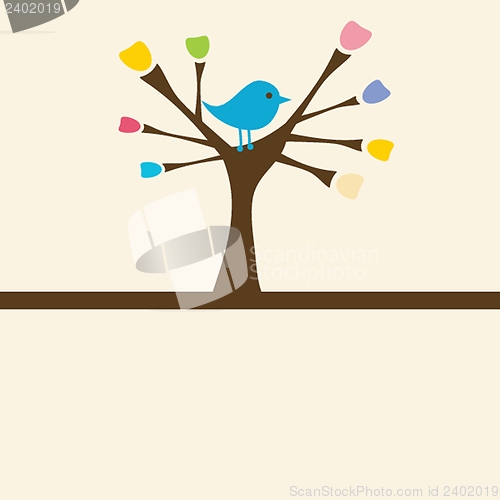 Image of Cute greetings card with birds on a swing