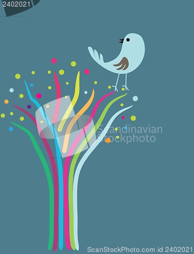 Image of Cute greetings card with birds on a swing