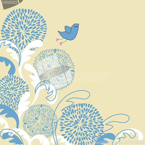 Image of Cute greetings card with birds on a swing