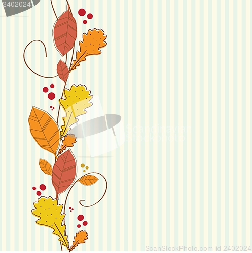 Image of Vertical seamless border with autumn background.