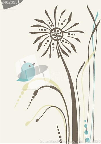 Image of Cute greetings card with birds on a swing