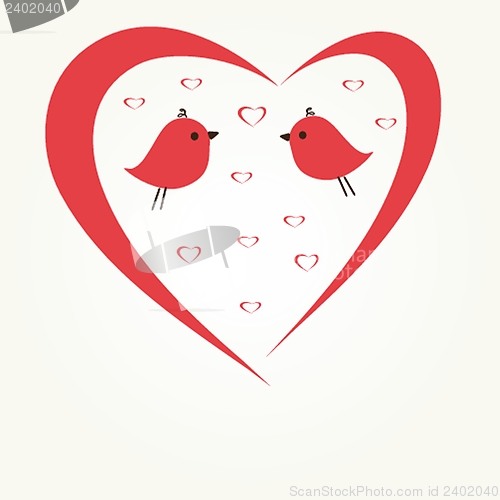 Image of Cute greetings card with birds on a swing