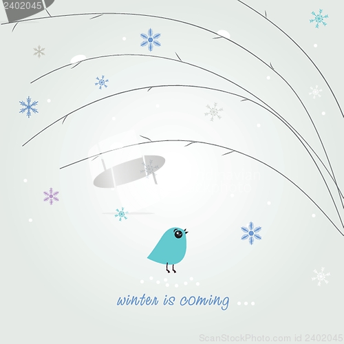 Image of Cute greetings card with birds on a swing