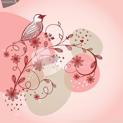 Image of Cute greetings card with birds on a swing