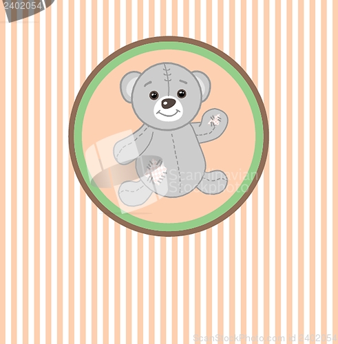 Image of Cute grey teddy bear with patch.