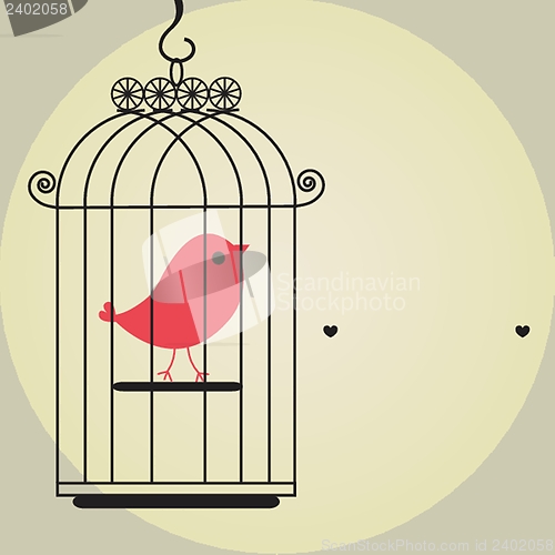 Image of Cute bird in birdcage