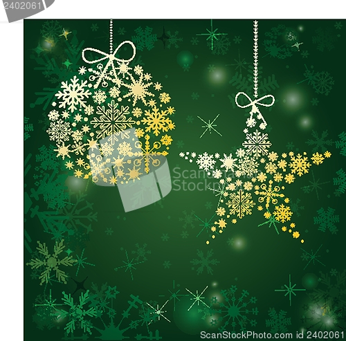 Image of Christmas card with holiday elements.