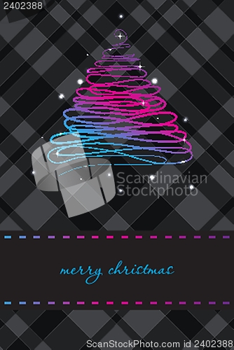 Image of Christmas background with Christmas tree, vector illustration.