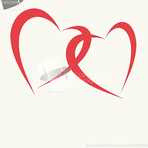 Image of Cute vector background with vintage hearts
