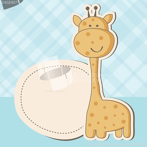 Image of Baby girl shower card with cute giraffe