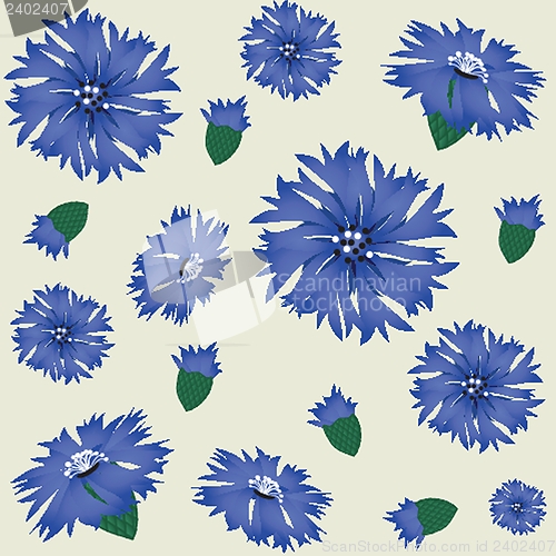 Image of seamless pattern with blue cornflower