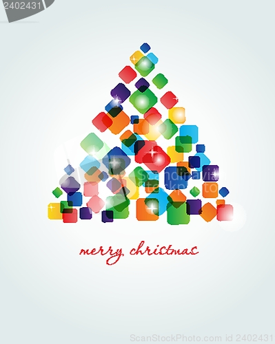 Image of Christmas background with Christmas tree, vector illustration.