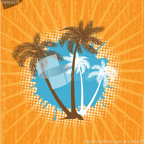 Image of Summer background with grunge beach palms