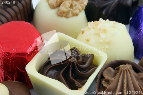 Image of Luxury Chocolates - focus on single chocolate