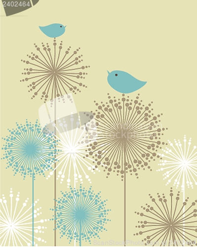 Image of Cute greetings card with birds on a swing