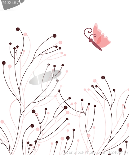Image of Floral card with butterflies