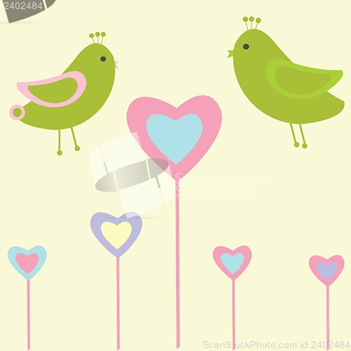Image of Cute vector background with vintage hearts